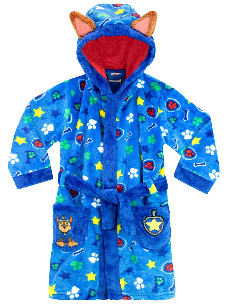 Paw Patrol Robe | Chase Kids Robes | Fleece Boys Bathrobe Size 4 Blue - Image 1